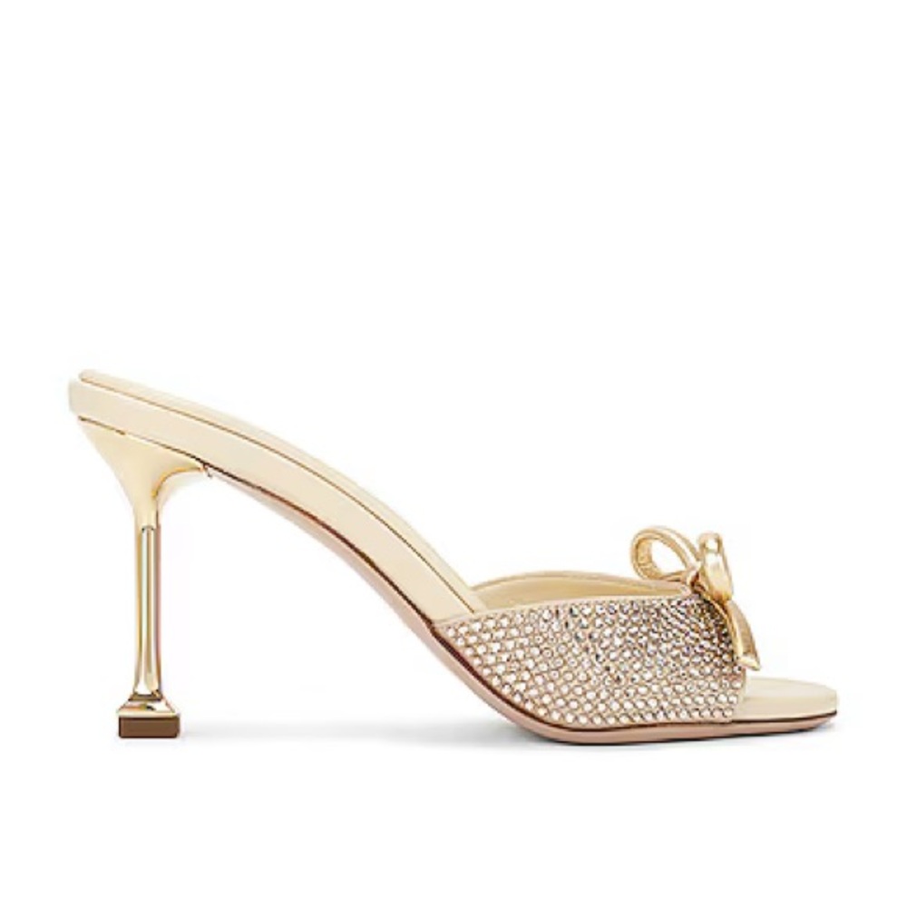 Miu Miu Ciabatte Gold Heels rhinestone 39